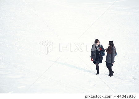 High school girl in snowy country High school girl in snowy country 44042936
