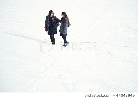 High school girl in snowy country 44042949