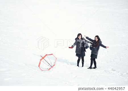 High school girl in snowy country 44042957