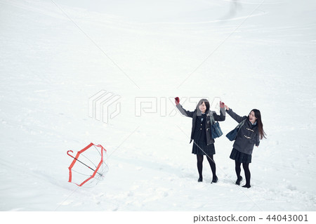 High school girl in snowy country 44043001