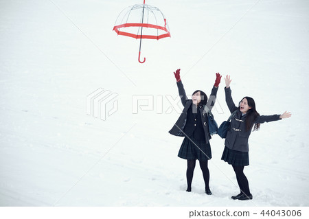 High school girl in snowy country 44043006
