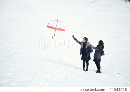 High school girl in snowy country 44043028