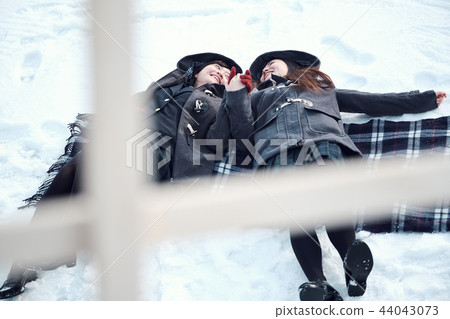 High school girl in snowy country 44043073