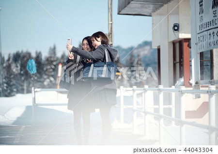 High school girl in snowy country 44043304