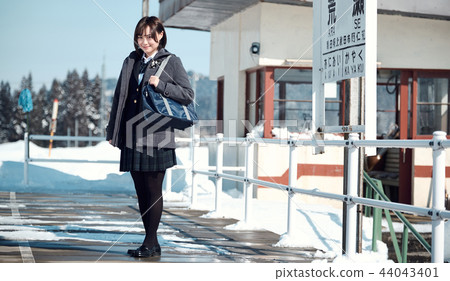 High school girl in snowy country 44043401