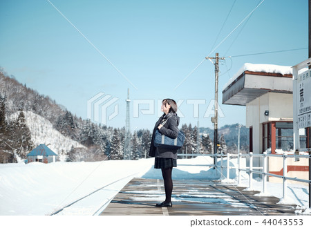High school girl in snowy country 44043553