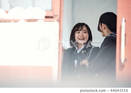 High school girl in snowy country High school girl in snowy country 44043558