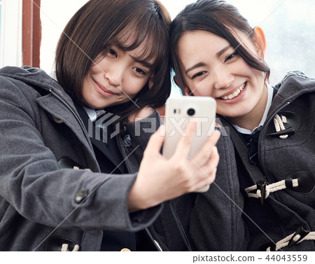 High school girl in snowy country High school girl in snowy country 44043559