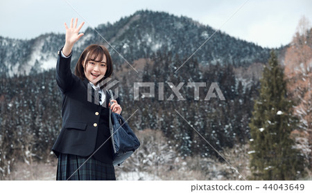 High school girl in snowy country 44043649