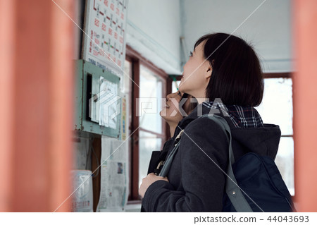 High school girl in snowy country High school girl in snowy country 44043693