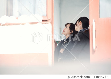 High school girl in snowy country High school girl in snowy country 44043712
