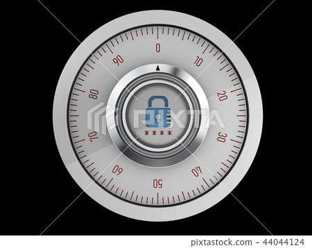 Realistic combination safe lock. Isolated on black background. 3d Illustration Realistic combination safe lock. Isolated on black background. 3d Illustration 44044124