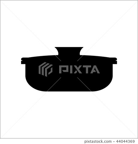 Black silhouettes of afrying pan 44044369