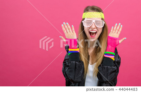 Woman in 1980's fashion theme Woman in 1980's fashion theme 44044483