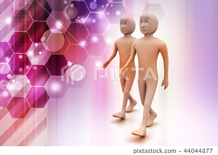 Two friends walk together Two friends walk together 44044877