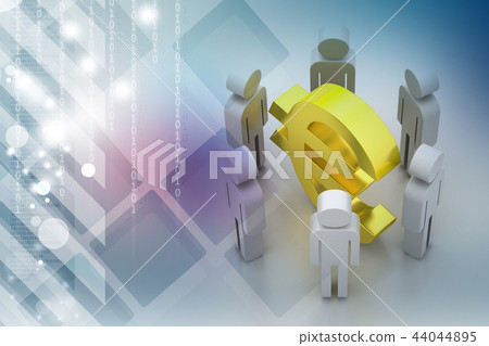 3d people around euro sign 44044895