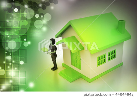 3d women with home and key 3d women with home and key 44044942