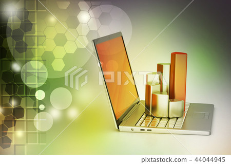 Laptop with financial graph 44044945
