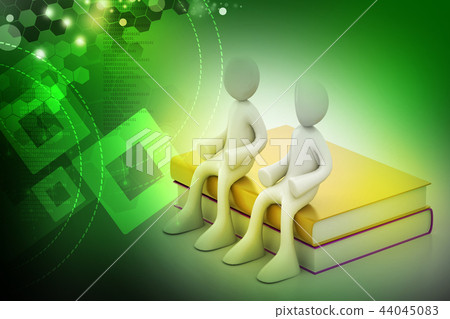 3d people sitting on the books 44045083