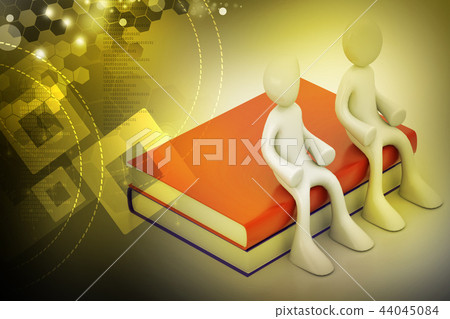 3d people sitting on the books 3d people sitting on the books 44045084