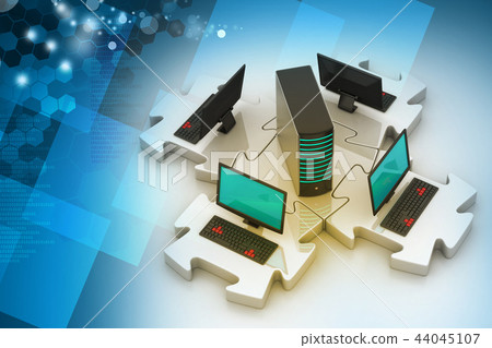 Laptop and server connect in puzzles 44045107