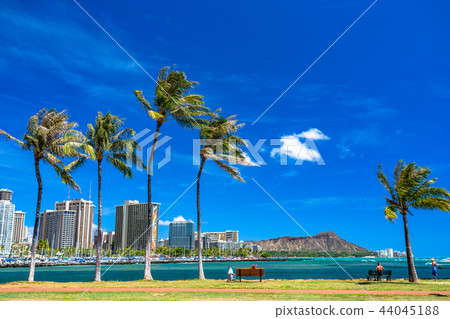 <<夏威夷>>來自Diamond Head和Waikiki Magic Island 44045188