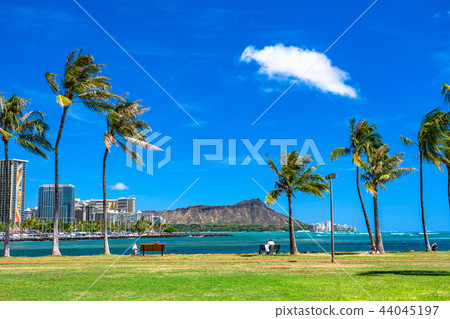 <<夏威夷>>來自Diamond Head和Waikiki Magic Island 44045197