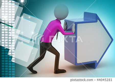3d man pushing the arrow 3d man pushing the arrow 44045281