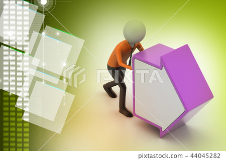 3d man pushing the arrow 3d man pushing the arrow 44045282
