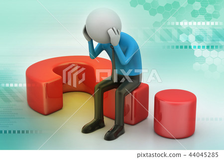 man sitting on a question mark. Business concept. 44045285