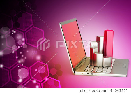 Laptop with financial graph Laptop with financial graph 44045301