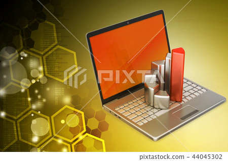 Laptop with financial graph Laptop with financial graph 44045302