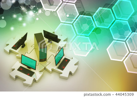 Laptop and server connect in puzzles Laptop and server connect in puzzles 44045309