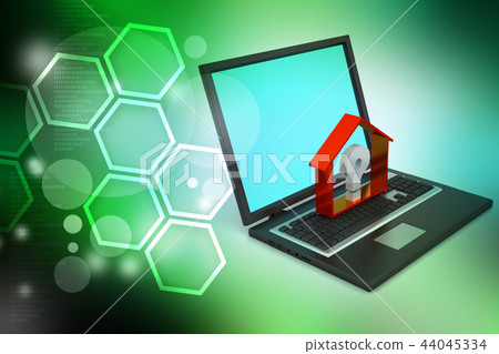 real estate business with question mark in laptop real estate business with question mark in laptop 44045334