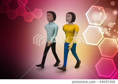 Two friends walk together 44045368