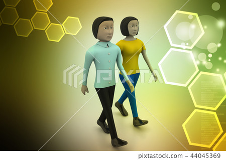 Two friends walk together Two friends walk together 44045369