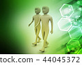 Two friends walk together 44045372