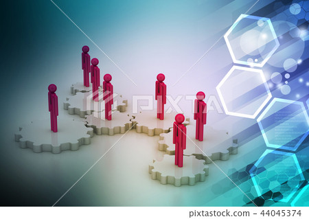 3d people in gear, team work concept 3d people in gear, team work concept 44045374