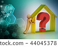 3d man with real estate business with questionmark 44045378