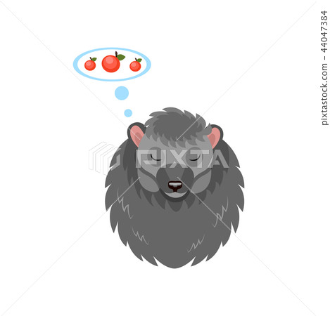 Cute hedgehog sleeping and dreaming about apples, sweet animal cartoon character vector Illustration Cute hedgehog sleeping and dreaming about apples, sweet animal cartoon character vector Illustration 44047384