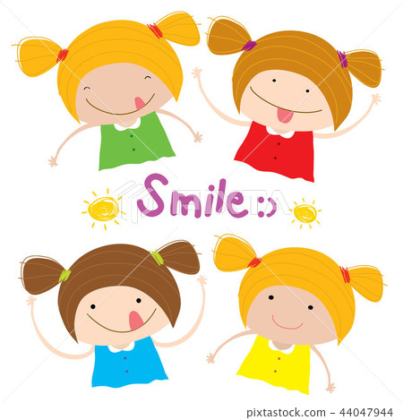 Kids Girl Smile Happy Cartoon Character Vector Kids Girl Smile Happy Cartoon Character Vector 44047944