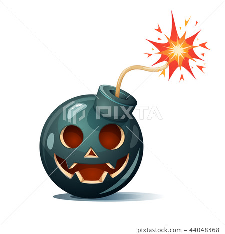 Cartoon bomb, pumpkin characters. Halloween illustration. Cartoon bomb, pumpkin characters. Halloween illustration. 44048368