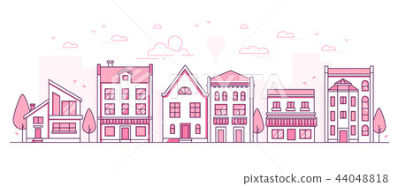 City architecture - modern thin line design style vector illustration City architecture - modern thin line design style vector illustration 44048818