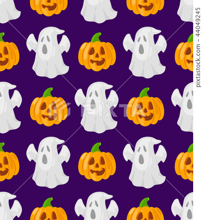 patttern with cartoon pumpkins and ghosts 44049245