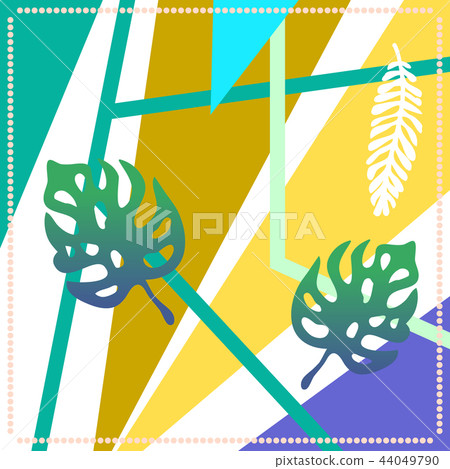 Geometric print with tropical motifs. Geometric print with tropical motifs. 44049790