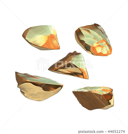 Set of golden nuggets isolated on white background. Different bars closeup wealth rich mining Set of golden nuggets isolated on white background. Different bars closeup wealth rich mining 44052274