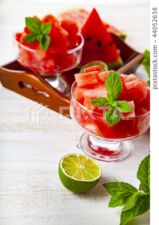 Pieces of watermelon and mint Pieces of watermelon and mint 44052638