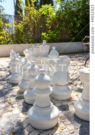 Large chess pieces for fun in the park. Large chess pieces for fun in the park. 44052825