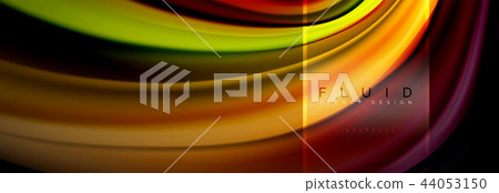 Fluid colors abstract background colorful poster, twisted liquid design on black, colorful marble or 44053150