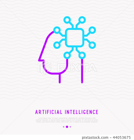 Artificial intelligence thin line icon - Stock Illustration [44053675 ...